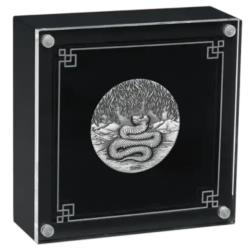 2025 2oz Australia Perth Mint Lunar Series III - Year of the Snake .9999 Silver Antiqued Coin  (4)