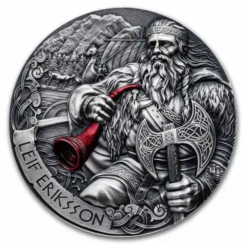 2025 2oz Cameroon The Way To Valhalla Leif Eriksson .999 Silver Coin (4)