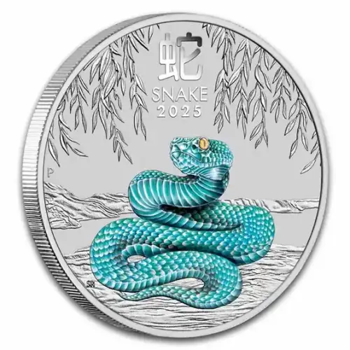2025 5oz Australia Perth Mint Lunar Series III: Year of the Snake Colorized .9999 Silver Coin (4)