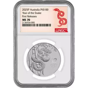 2025 Australia Lunar Snake 1 oz Platinum Coin NGC MS 70 First Release (2)