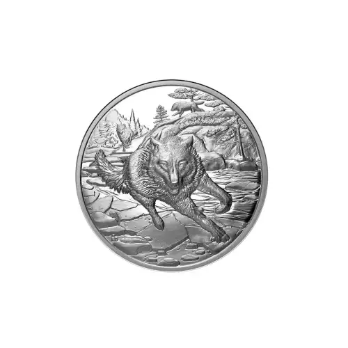 2025 Canada 1oz Silver Great Hunters Wolf UHR Proof NGC PF70 UC FDOI w/ Black Core & Wolf Label (2)