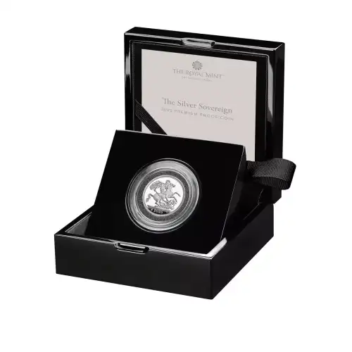 2025 Royal Mint Proof Sovereign w/ Shield Privy .999 Silver Coin W/ OGP & COA (3)