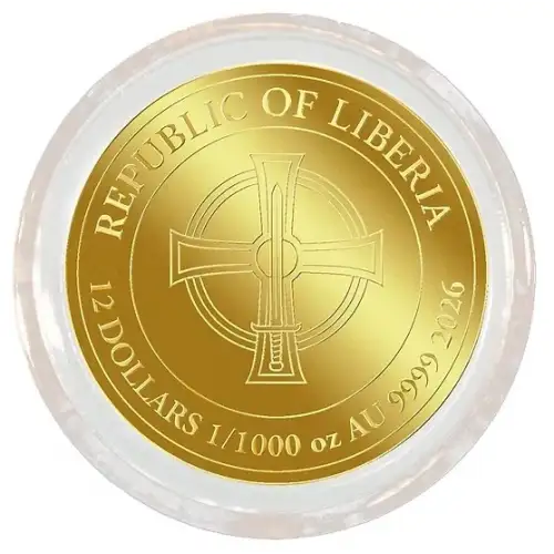 2026 1/1000th oz Liberia Archangel Michael .9999 Gold Coin in Card (4)