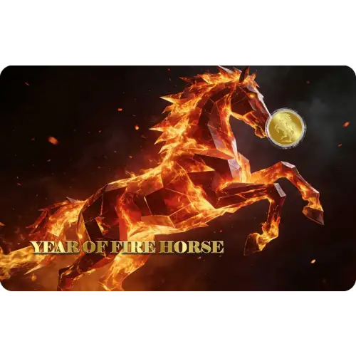 2026 1/1000th oz Liberia Year of the Fire Horse .9999 Gold Coin in Card