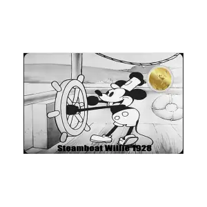 2026 1/1000th oz Steamboat Willie 1928 .9999 Gold Coin in Card (4)