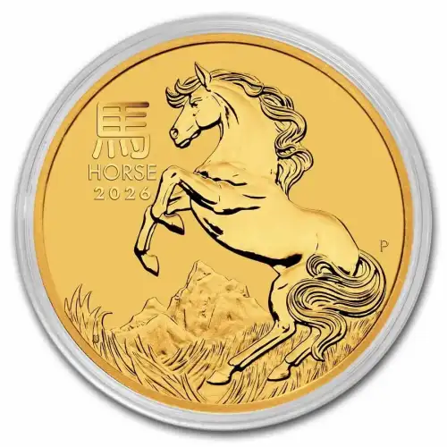 2026 1/10oz Australia Perth Mint Lunar Series III: Year of the Horse .9999 Gold Coin (3)