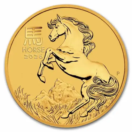 2026 1/4oz Australia Perth Mint Lunar Series III: Year of the Horse .9999 Gold Coin (5)