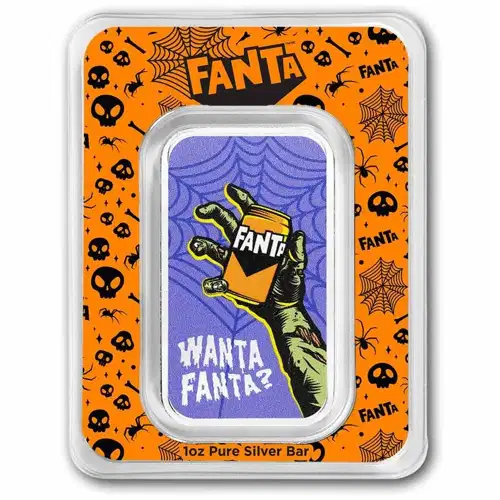 2026 1 oz Fanta Halloween .999 Silver Proof-like Coloured Bar in TEP