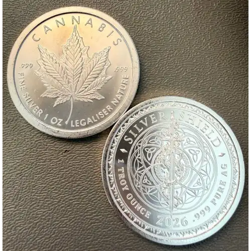2026 1 oz GSM Silver Shield Cannabis .999 Silver BU Round