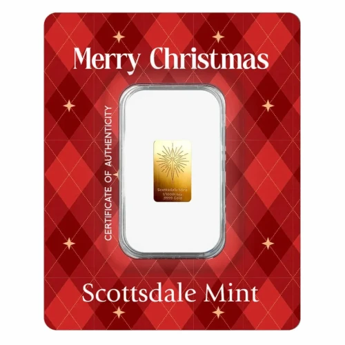 2026 1/100th oz Scottsdale Mint Merry Christmas Star of Bethlehem .9999 Gold Bar in Certi-Lock Assay