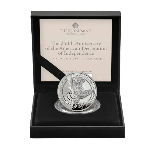 2026 2oz Great Britain 250th Ann. of American Declaration of Independence .999 Silver Proof Coin