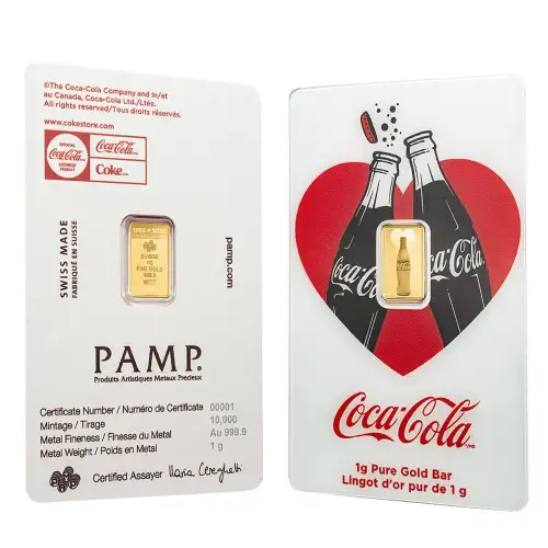 2026 PAMP Coca Cola Valentine 1g .9999 Gold Bar