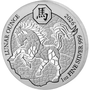 2026 Rwanda 1oz Lunar Ounce Year of the Horse .999 Silver BU Coin