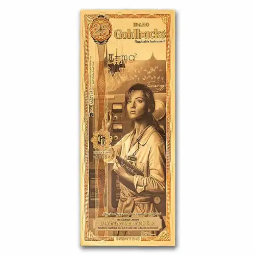 25 Idaho GoldBack Note 1/40th oz .999 Gold