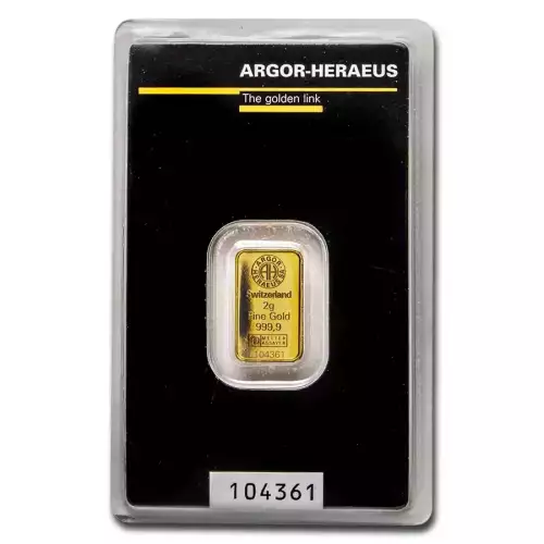 2g Heraeus .9999 Gold Kinebar in Assay