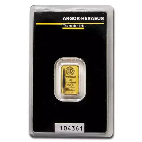 2g Heraeus .9999 Gold Kinebar in Assay