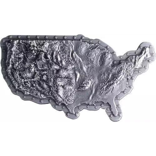 2oz Map of the United States Shaped Stacker .999 Silver Medal (3)