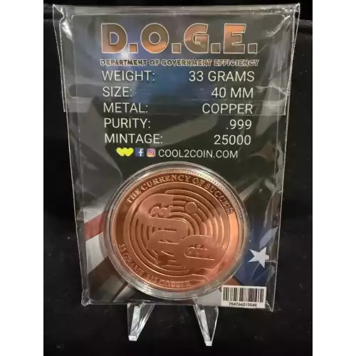 33g D.O.G.E. (Dept of Govt Efficiency) Colorized .999 Copper Round (2)