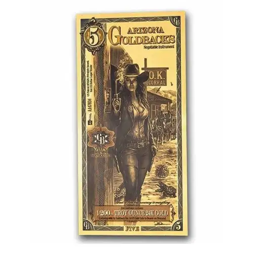 5 Arizona GoldBack Note 1/200th oz .999 Gold (2)