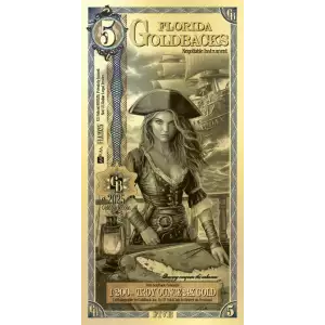 5 Florida GoldBack Note 1/200th oz .999 Gold