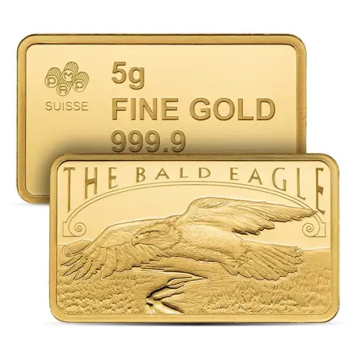 5 gram Pamp Suisse America the Free Bald Eagle .9999 Gold Bar in Assay  (4)
