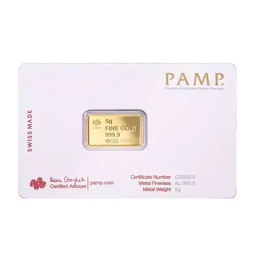 5 gram Pamp Suisse America the Free Buffalo .9999 Gold Bar in Assay (2)