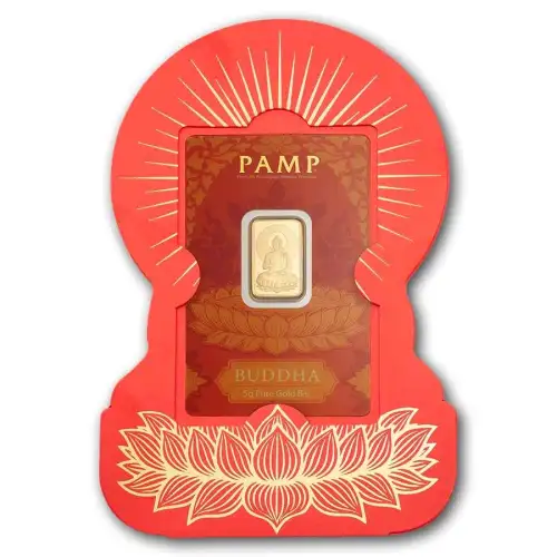 5 gram PAMP Suisse Buddha .9999 Gold Bar in Assay w/ Gift Sleeve (3)