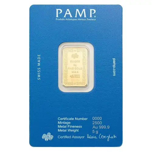 5 gram PAMP Suisse Star of David .9999 Gold Bar in CertiPAMP Card (2)