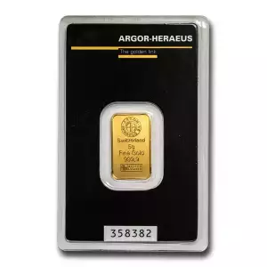 5g Argor-Heraeus Minted .9999 Gold Bar in Assay