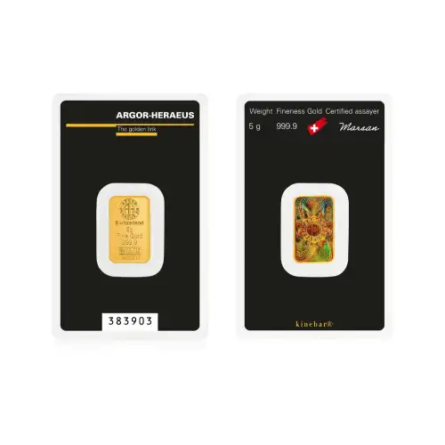 5g Heraeus .9999 Gold Kinebar
