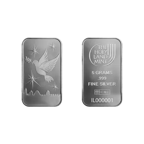 5g Holy Land Mint Dove of Peace .999 Silver Bar in Assay