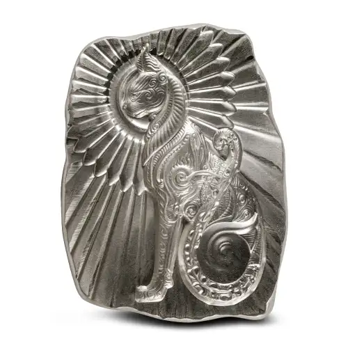 5oz Argentia Egyptian Cat .9999 Silver Brilliant Finish Art Bar
