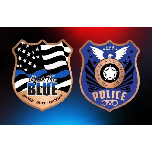 5oz Back The Blue Colorized Shaped .999 Copper in Capsule