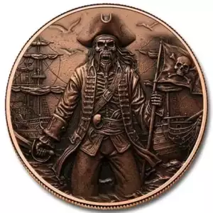 5oz Captain Blackheart Antiqued .999 Copper Round in Capsule (2)