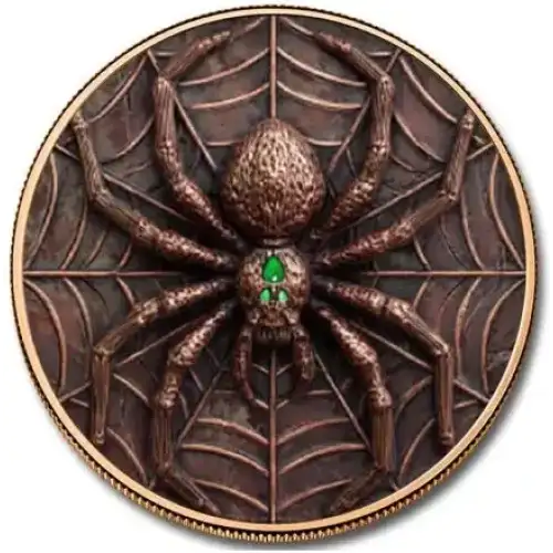 5oz Glow in the Dark Spider Colorized .999 Copper Round in Capsule
