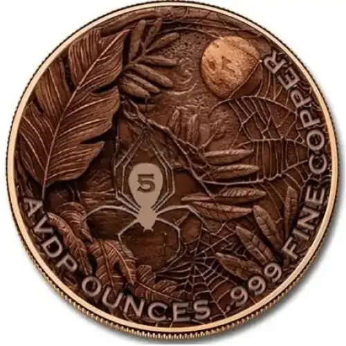 5oz Glow in the Dark Spider Colorized .999 Copper Round in Capsule (2)