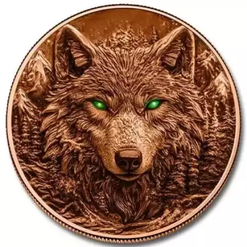 5oz Glow in the Dark Wolf .999 Copper Round in Capsule (2)