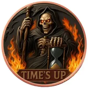 5oz Grim Reaper Time's Up Colorized .999 Copper Round in Capsule