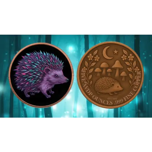 5oz Mystic Night Hedgehog Colorized .999 Copper Round in Capsule (3)