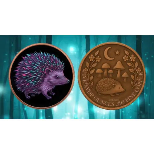 5oz Mystic Night Hedgehog Colorized .999 Copper Round in Capsule (3)