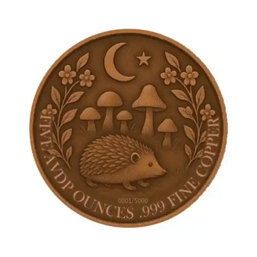 5oz Mystic Night Hedgehog Colorized .999 Copper Round in Capsule  (2)