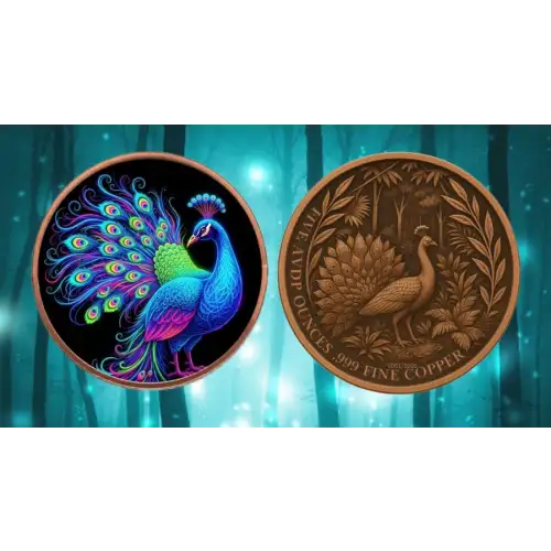 5oz Mystic Night Peacock Colorized .999 Copper Round in Capsule (3)