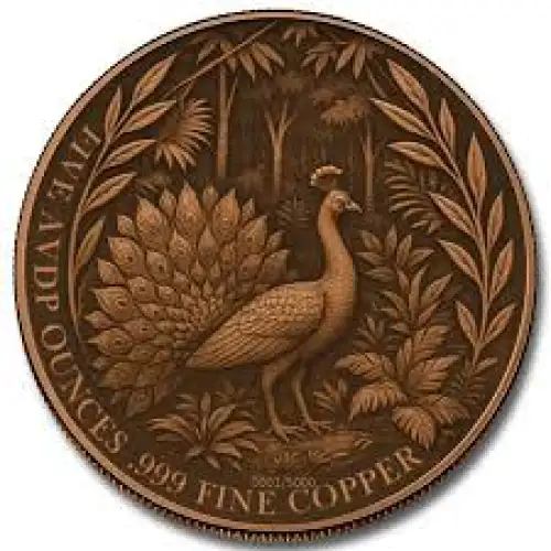 5oz Mystic Night Peacock Colorized .999 Copper Round in Capsule (2)