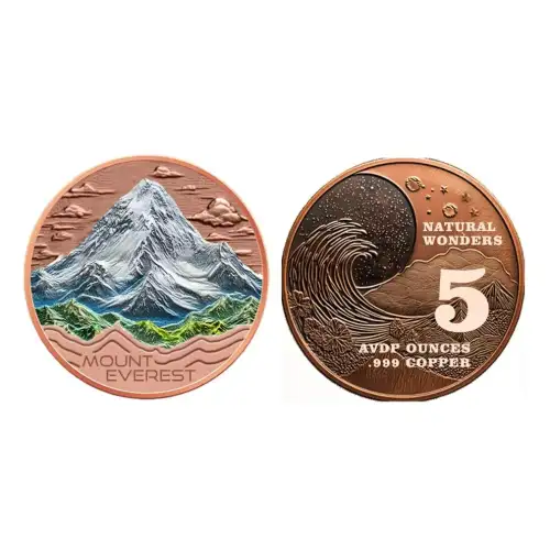 5oz Natural Wonders Series: Mount Everest Colorized .999 Copper Round in Capsule