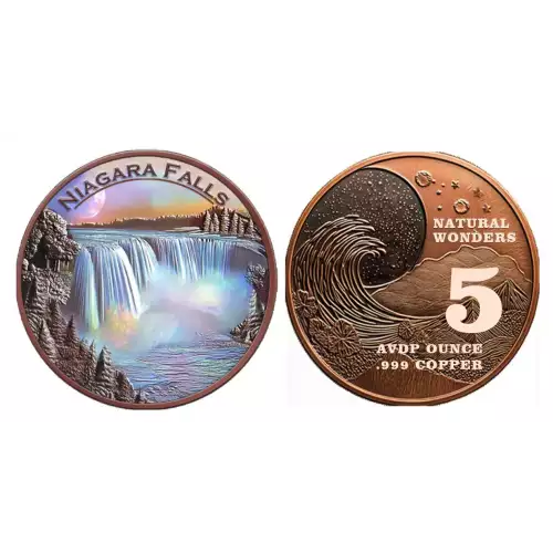 5oz Natural Wonders Series: Niagara Falls Colorized .999 Copper Round in Capsule