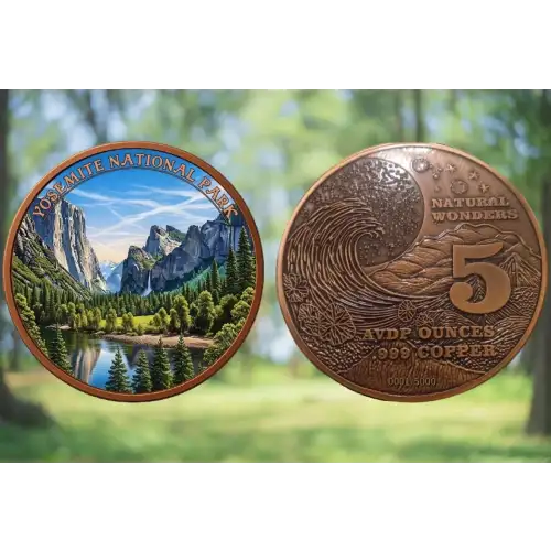5oz Natural Wonders Series: Yosemite Colorized .999 Copper Round in Capsule