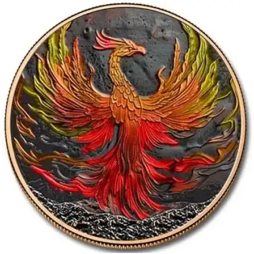 5oz Phoenix Rising Colorized .999 Copper Round in Capsule