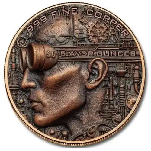 5oz Steampunk Visions Colorized .999 Copper Round in Capsule (2)