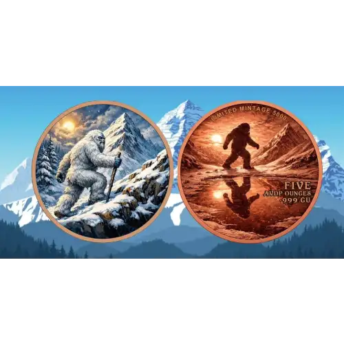 5oz Summit Yeti Colorized Shaped .999 Copper in Capsule