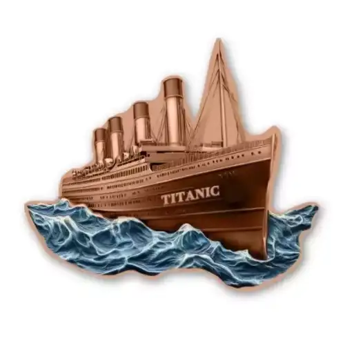 5oz Titanic Colorized Shaped .999 Copper Bar in Capsule (3)